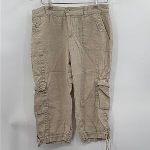 A.N.A. 100% Linen Tan Cargo Capris Shorts
